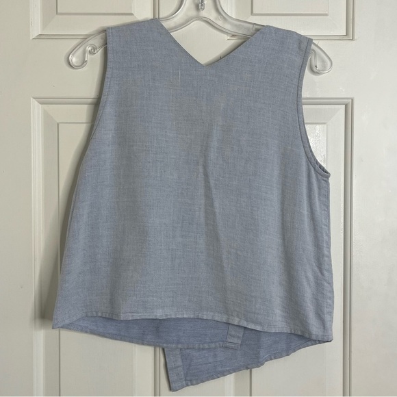 🇨🇦 Priory Flax Cotton Sleeveless Top S/M Light Blue - Picture 3 of 12